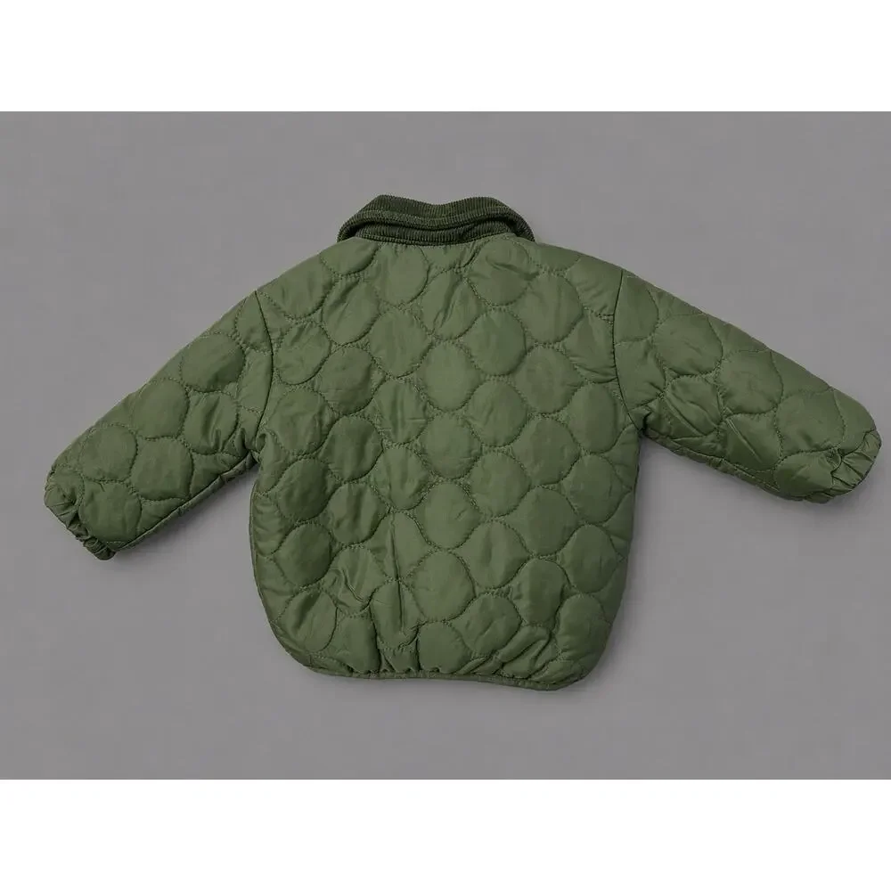 Little LAD Boys Quilted Jacket Green 6-9 Months Corduroy Collar Lined